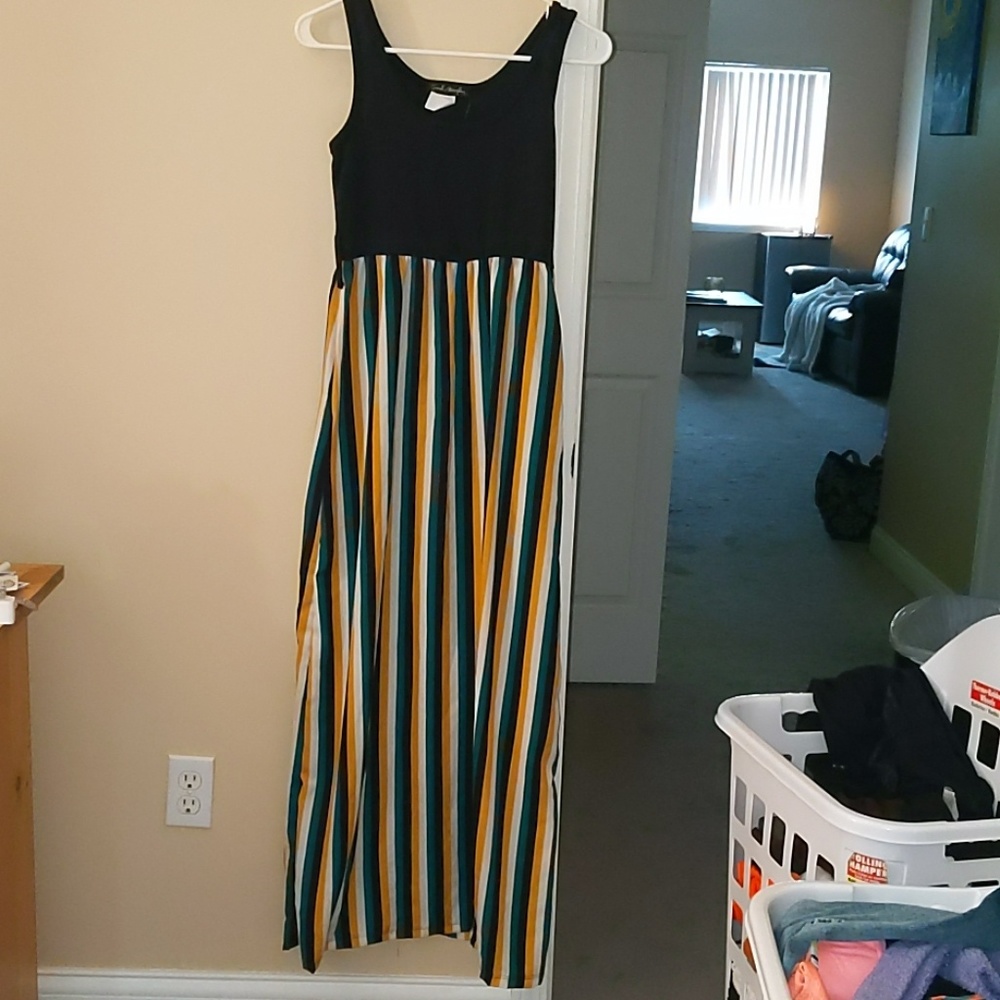 NWT Tank Too Maxi Dress w/Multi colored stripes